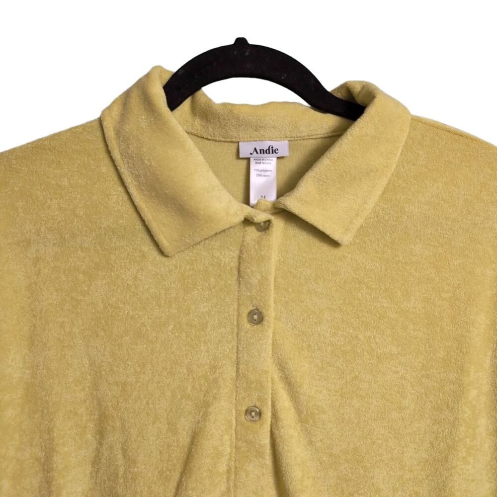 NWT Andie Cropped Button Up Honeysuckle Yellow Terry Resort Beach Shirt M - Picture 2 of 8